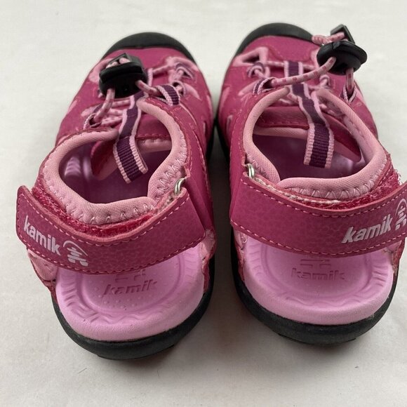 Kamik Oyster 2 Sandals Kids Girls 1 Closed Toe Waterproof Bungee Cord Pink - Picture 8 of 10